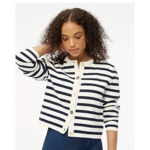 New! J. Crew Factory Navy & White Striped Cardigan